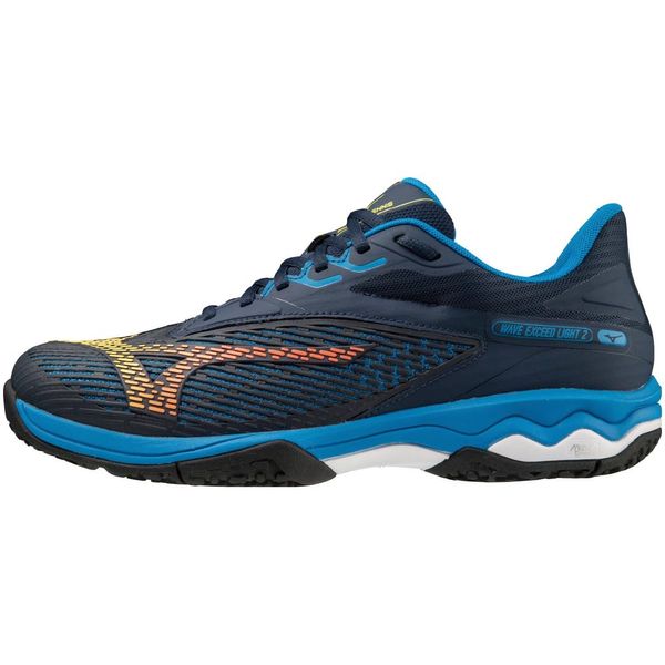 Mizuno Wave Exceed Light 2 OC Tennis Shoes, Navy × Yellow × Blue