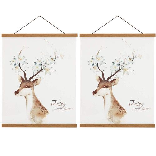 2 Pack Magnetic Poster Hanger Frame, 20x28 20x30 20x26 Light Wood Wooden Magnet Canvas Artwork Print Dowel Poster Hangers Frames Hanging Kit (Teak Wood, 20", 2 Packs)