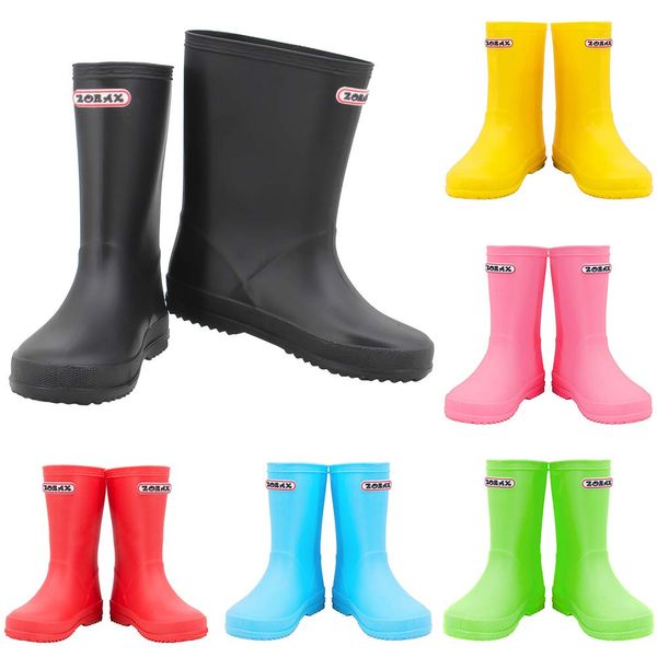 Zorax - UK13 Kids - EU31 - Black Girls Boys Waterproof Non-Slip Kids Motorbike Rain Boots Kids Rain Shoes Wellies Unisex Children Wellington Boots