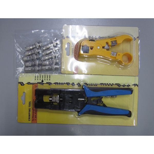 1pc BNC Compression tool, 10pcs RG59 BNC Connector, 1x Cable Stripper