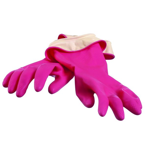 Casabella Premium Waterblock Reusable Household Cleaning Gloves, Medium, Pink