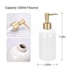 14Oz Ceramic Dish Hand Soap Dispenser with Pump for Kitchen Bathroom White Gold