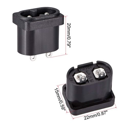 uxcell Uxcell C8 Panel Mount Plug Adapter AC 250V 2.5A 2 Pins IEC Inlet Module Plug Power Socket Straight, 5 Pack