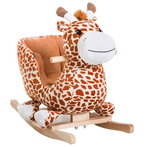 Kids Plush Rocking Horse Giraffe Ride-On Chair Toy Baby Rocker for 1-3 Year Old