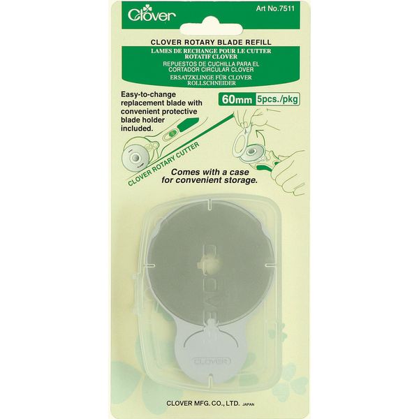 Clover Rotary Blade Refill Pack: 60mm x 5, Steel, Silver, 5