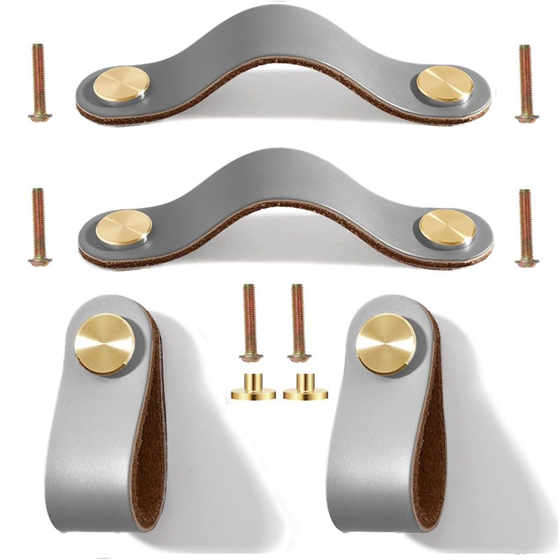 Leather Handles for Furniture, Pack of 4 Wardrobe Handles, Leather ...