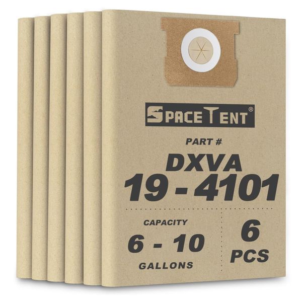 SpaceTent 6 Pack DEWALT DXVA19-4101 High Efficiency Replacement Filter Bags for DEWALT 6 to 10 Gallon Wet/Dry Vacs - Part # DEWALT DXVA19-4101