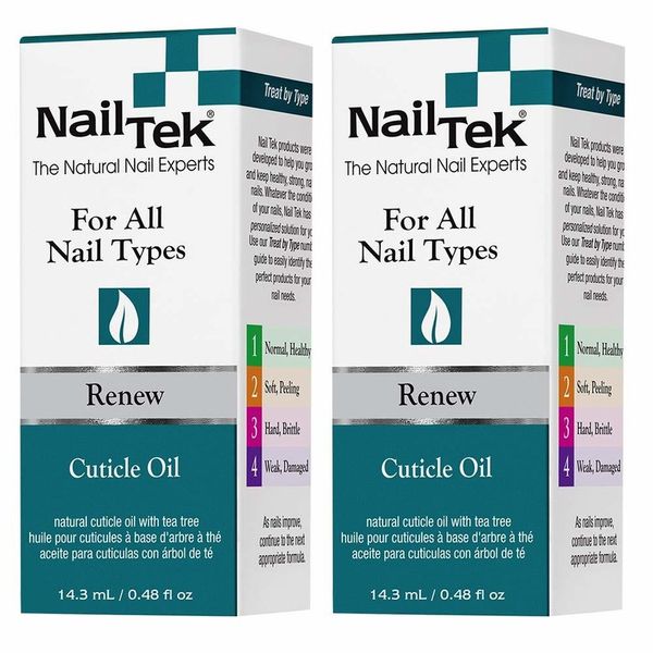 Nail Tek Renew Natural Cuticle Oil For All Nail Types with Tea Tree 0.45 oz (13.6 g) 2 Pack 5967236634