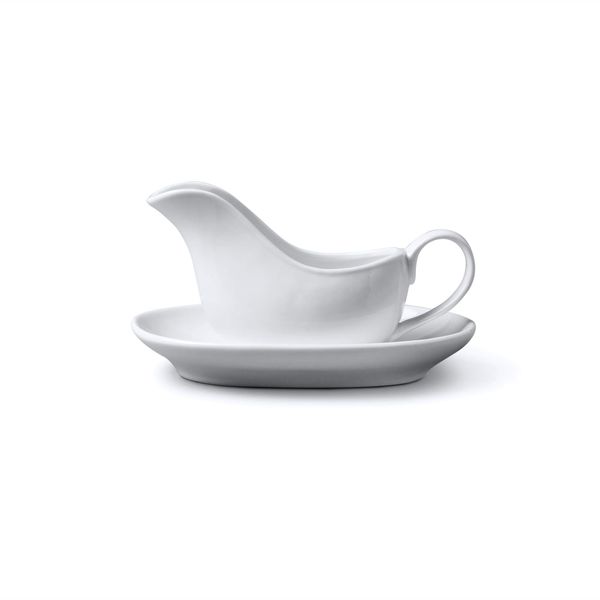 Wm Bartleet & Sons Porcelain Traditional Mini Sauce Boat with Stand/Saucer 114ml - White