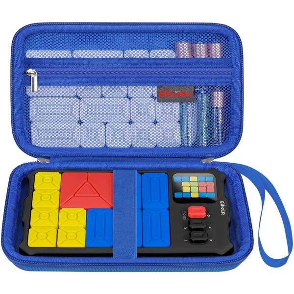 Elonbo Carrying Case for GiiKER Super Slide Puzzle Games, Challenges Brain Teaser Puzzle Storage Holder, Kids Teens STEM Toys Flow Slider Puzzle Game Travel Bag, Mesh Pocket Fits Sliding Tiles, Blue