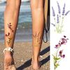 COKTAK 12 Sheets Watercolor Purple Violet Lavender Temporary Tattoos For Women Tiny Wild Plant Sweet Pea Morning Glory Flowers Fake Tattoos Temporary For Girl Kids Hand Face Ankle Neck Tatoos Stickers