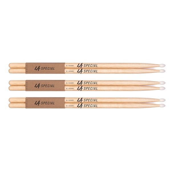 promark LA Specials - 5A Drumsticks - Drum Sticks Set for Acoustic Drums or Electronic Drums - Oval Nylon Tip - Hickory Drum Sticks - Consistent Weight and Pitch - Made in the USA - 3 Pairs