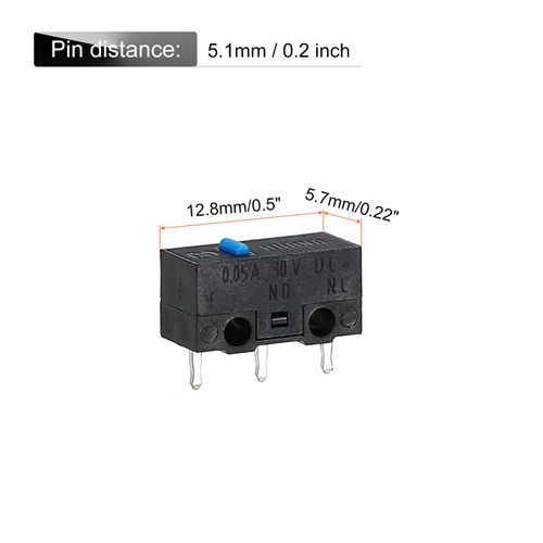uxcell Mouse Microswitch 0.78N 1000w Hour 3 Pin Blue Toggle Axis Black Shell Micro Switch Repair Replacement Gaming Mouse 5pcs
