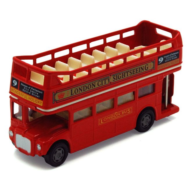 London Double Decker Bus Open Top, Red - Motormax 76008 - 4.75" Diecast Model Toy Car