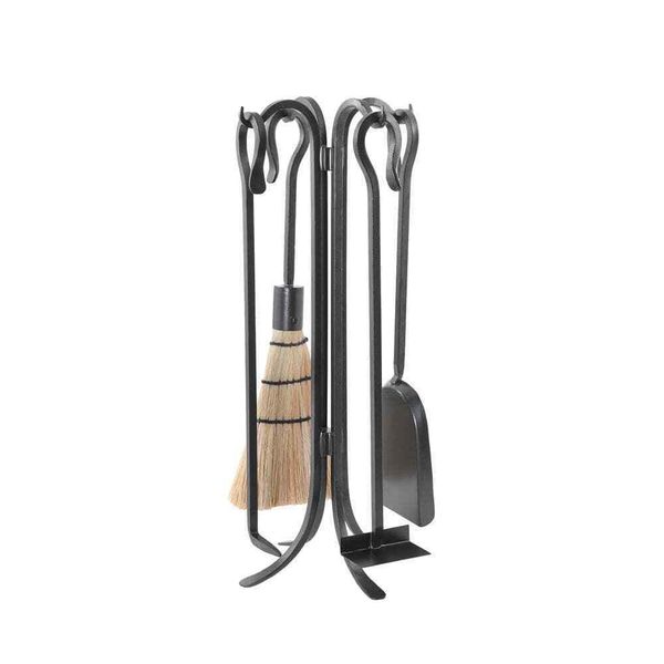 22"Tall 5-Piece Graphite Shepherd's Hook Mini Fireplace Tool Set