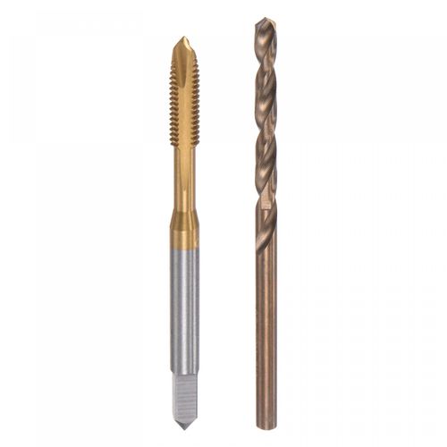 sourcing map M4 x 0.7 Spiral Point Thread Tap and 3.3mm Drill Bit Set, Metric Titanium Plated Cobalt High Speed Steel Machine Screw Thread Tap Threading Tool