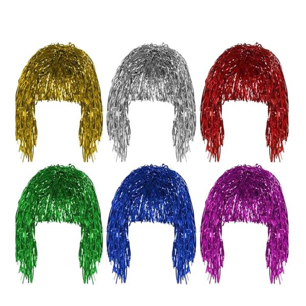 Gatuida Purple Boa Purple Boa 6Pcs Foil Tinsel Wigs Metallic Wig Wig Cosplay Costume Party Hairpiece Fancy Dress Accessories for Halloween Dress Up Theme Party Mullet Wigs Mullet Wigs