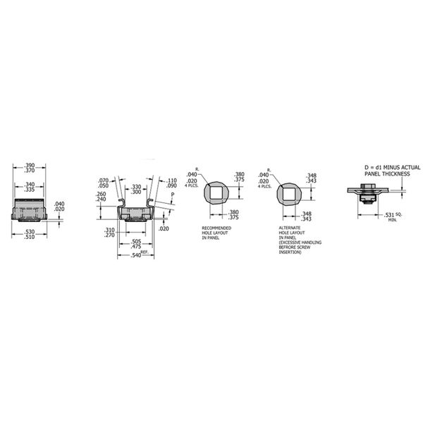 8 Pack 12-24 Self-Retaining Cage Nuts - 3/8" Panel Hole Size BFC7941-1224