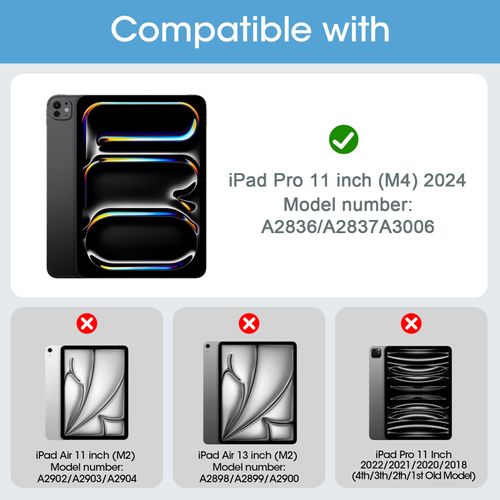 ProCase Smart Case for iPad Pro 11 Inch 2024 M4 with Pencil Holder, Clear Back Slim Tri-fold Folio Stand Shell Tablet Cover for iPad Pro 11" 2024 5th Generation -Black