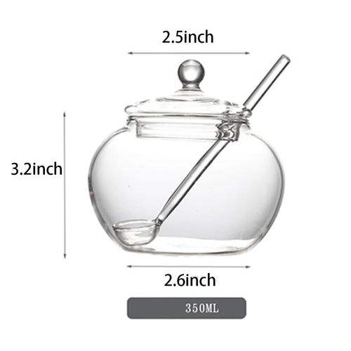 123Arts Clear Glass Sugar Bowl With Lid and Sugar Serving Spoon,8 ounces