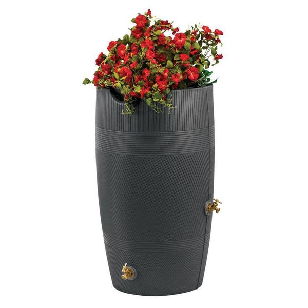 Good Ideas Rain Barrel 38" Decorative Polyethylene Impressions Havana Granite