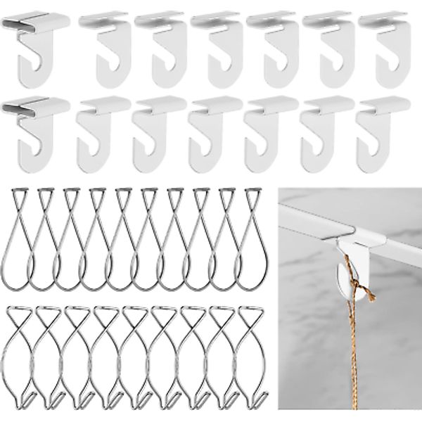 40Pairs PCS Drop Ceiling Hooks for Hanging,20 White Heavy Duty Ceiling Tile Hook