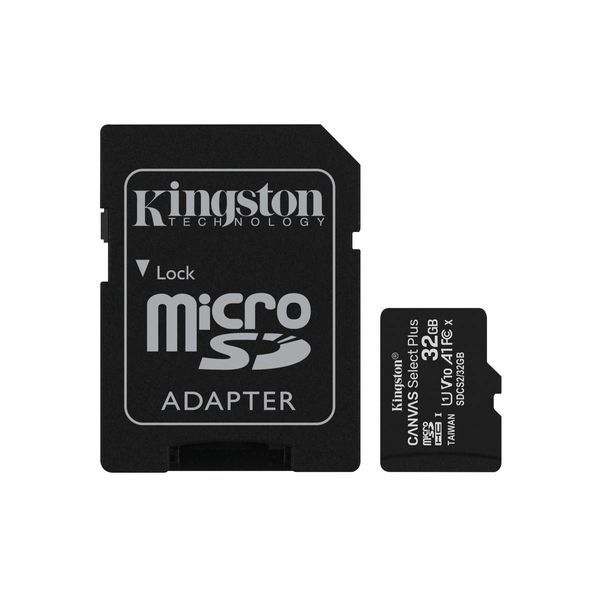 Kingston Canvas Select Plus microSD Card SDCS2/32 GB-2P1A Class 10 (2 x cards, SD Adapter Included)