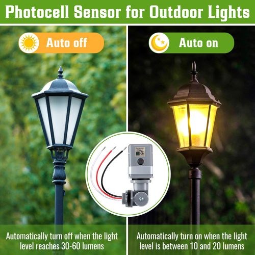 Ceoighe 1 Pack Photocell Sensor for Outdoor Lights, 120VAC 50/60 Hz Photocell IP54 Waterproof, Swivel Mount Photocells, Dusk to Dawn Sensor Photoelectric Switch for Back Yard Lightening