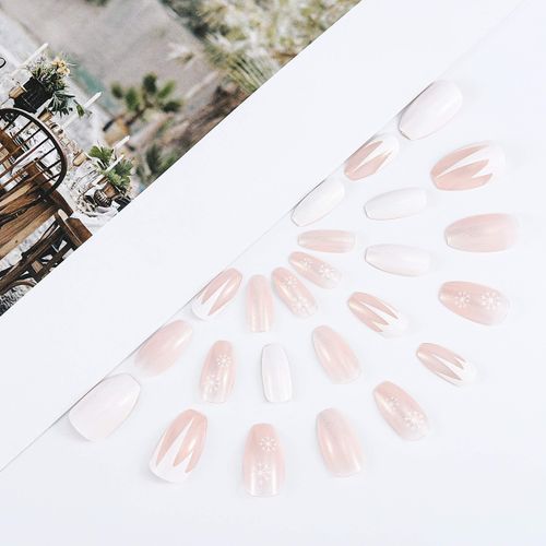 Brishow Natale Unghie finte corte Glitter di neve Press on Nails Natalizie sulle unghie Ballerina acrilico 24 pezzi per donne e ragazze