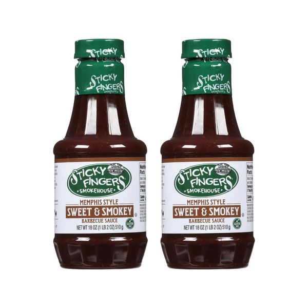 Sticky Fingers, Dark BBQ Sauce Memphis Original,18 Ounce (18 Fl Oz (Pack of 2))