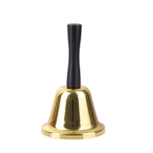 VABNEER Hand Bell Metal Tea Bell Service Bell Gold Hand bell School Small Hand Bell for Adults (Gold)