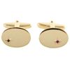 David Van Hagen Mens Oval Ruby Cufflinks - Gold