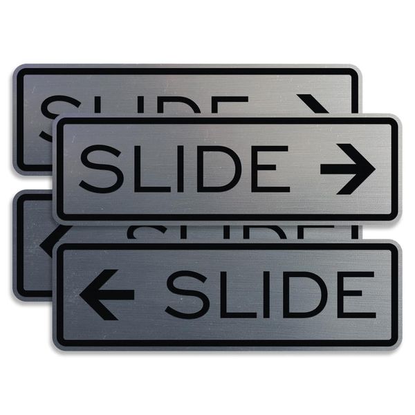 Classic Slide Door Sign - Silver - Small (2 Sets - 4 Signs)