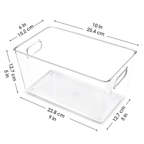 Vtopmart Clear Plastic Pantry Organizer Bins, 6 PCS Food Storage Bins with Handle for Refrigerator, Fridge, Cabinet, Kitchen, Countertops, Cupboard, Freezer Organization, BPA Free, Medium