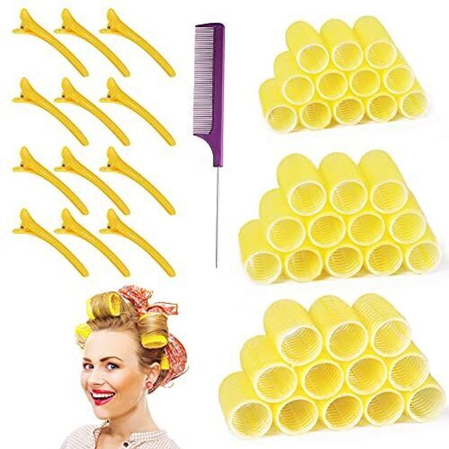 36 Pack Self Grip Hair Rollers Hair Curlers for Long Hair, Jumbo/Medium/Small