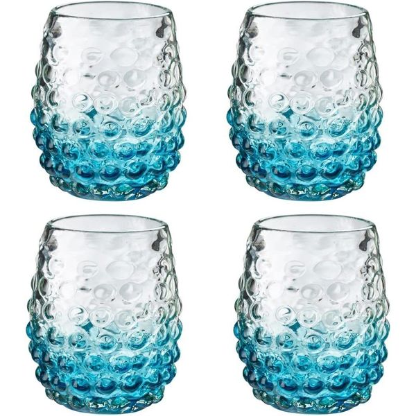 Amici Home-Catalina Double Old-Fashioned Set of 4, Glass Aqua, 12 Ounces