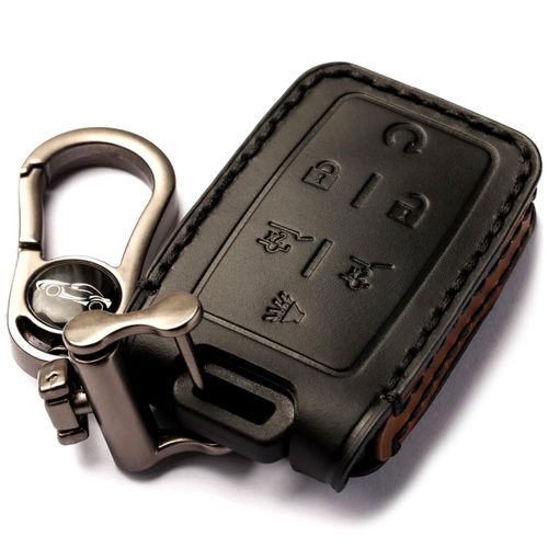 CLECHAZ Key Fob Cover Compatible with Chevrolet Silverado Colorado GMC Canyon Sierra etc Smart Key (5B-Black)