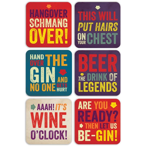 Brainbox Candy - Funny 'Letterpress' Coasters 6 Pack
