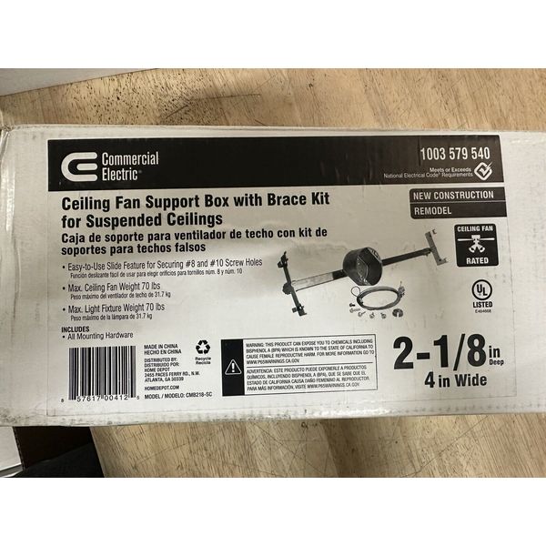 6-PACK Commercial Electric Metallic Ceiling Fan/Light Fixture Box and Brace Kit