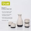 True Fervor Ceramic Sake Set Includes Four 3.5 oz Small Cups & One 8 oz Carafe for Gin, Japanese Tea, Herbal Teas, Drinkware, Home Bar, 5-Piece, White