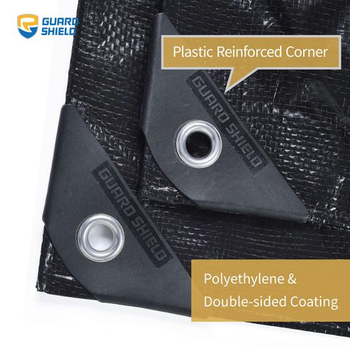 GUARD SHIELD Black Tarp 10x10 Feet Waterproof Tarps Lightweight Camping Tarp Outdoor Multi Purpose Poly Cover 6mil