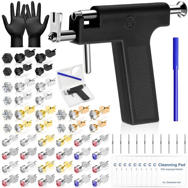 Resuable Ear Piercing Gun Kit, Professional Ear and Nose Piercing Kit Piercing Machine Tools Set for Salon and Home Piercing