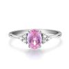 Hand Made Ladies 925 Sterling Solid Silver Oval Cut Pink and White Sapphire Ring (U)