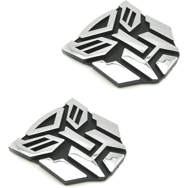 2 PCS in Set Transformers Emblem - 3" Tall for Car Autobot Sticker Pair Chrome
