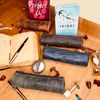 RUSTIC TOWN Leather Pencil Pouch - Zippered Pen Case for Work & Office (Brown)