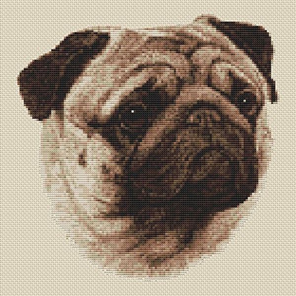 Elite Designs Pug (Sepia) Cross Stitch Kit