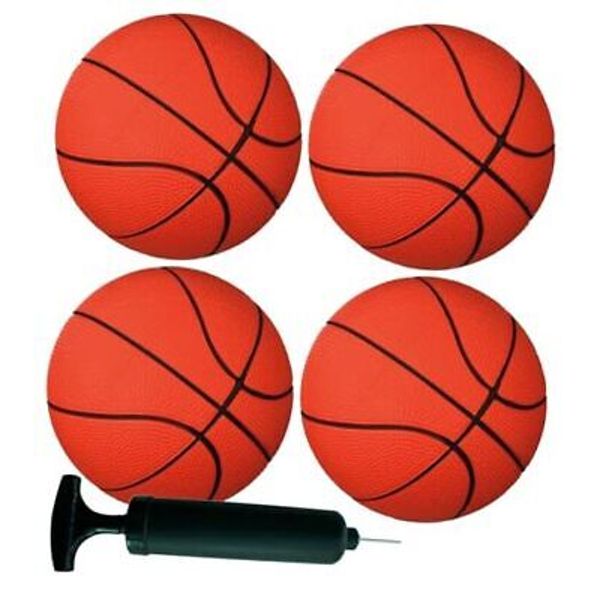 Pack of 4 Toy Sports Balls with 1 Pump for Toddlers and Kids: 5 4 Basketballs