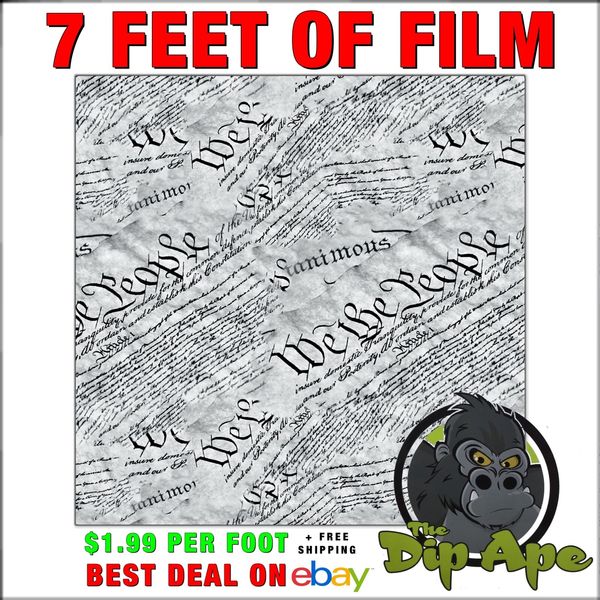 Hydrographic film we the people 2nd amendment script transparent 7' x 20"