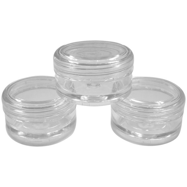 5ml Empty Plastic Cosmetic Jars x 10 CLEAR with CLEAR Lids for Creams/Sample/Make-Up/Glitter Storage