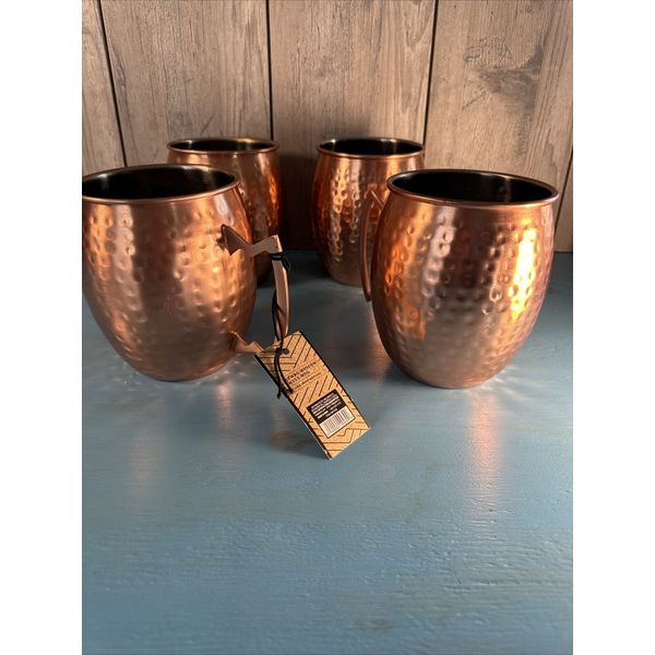 4 Pure Copper Hammered Moscow Mule Mug Brass Handle Ayurveda Health Benefits